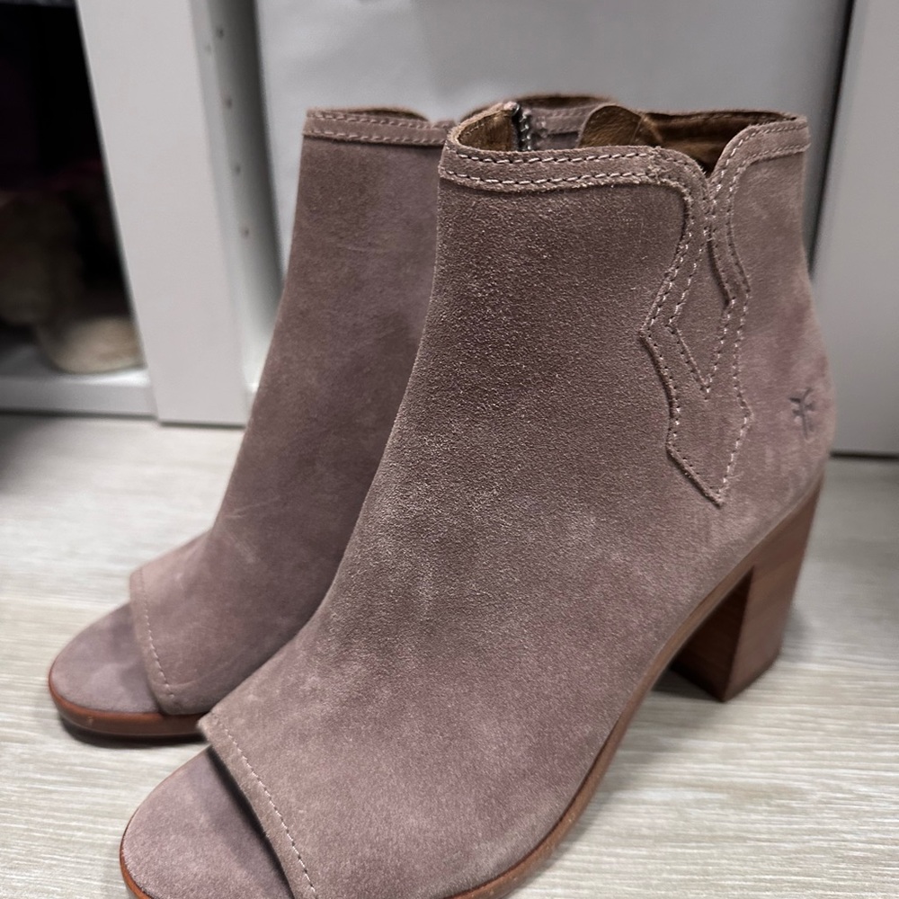 Frye Suede Peep-Toe Ankle Boots